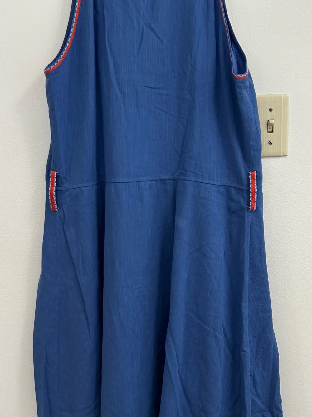 Tory Burch Blue Sleeveless Dress with Orange Trim(size 10)
